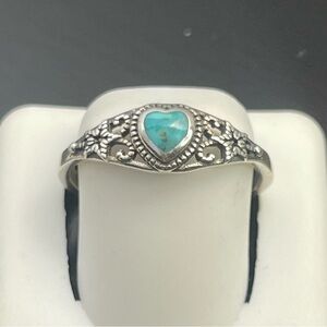 Genuine turquoise Size 10 sterling silver 925 stone ring